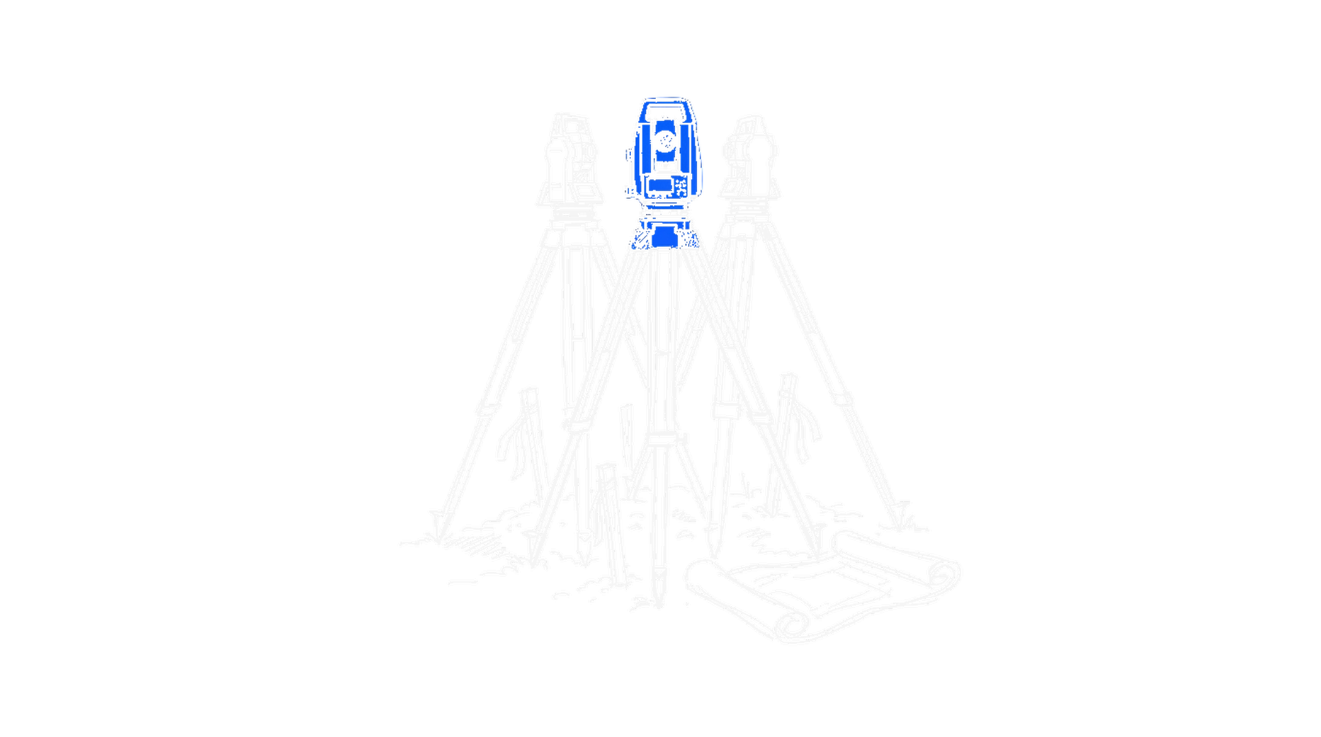 Illustration von drei Vermessungs-Stativen, die dasselbe Stück Boden abstecken, kinewsletter.ch Stil