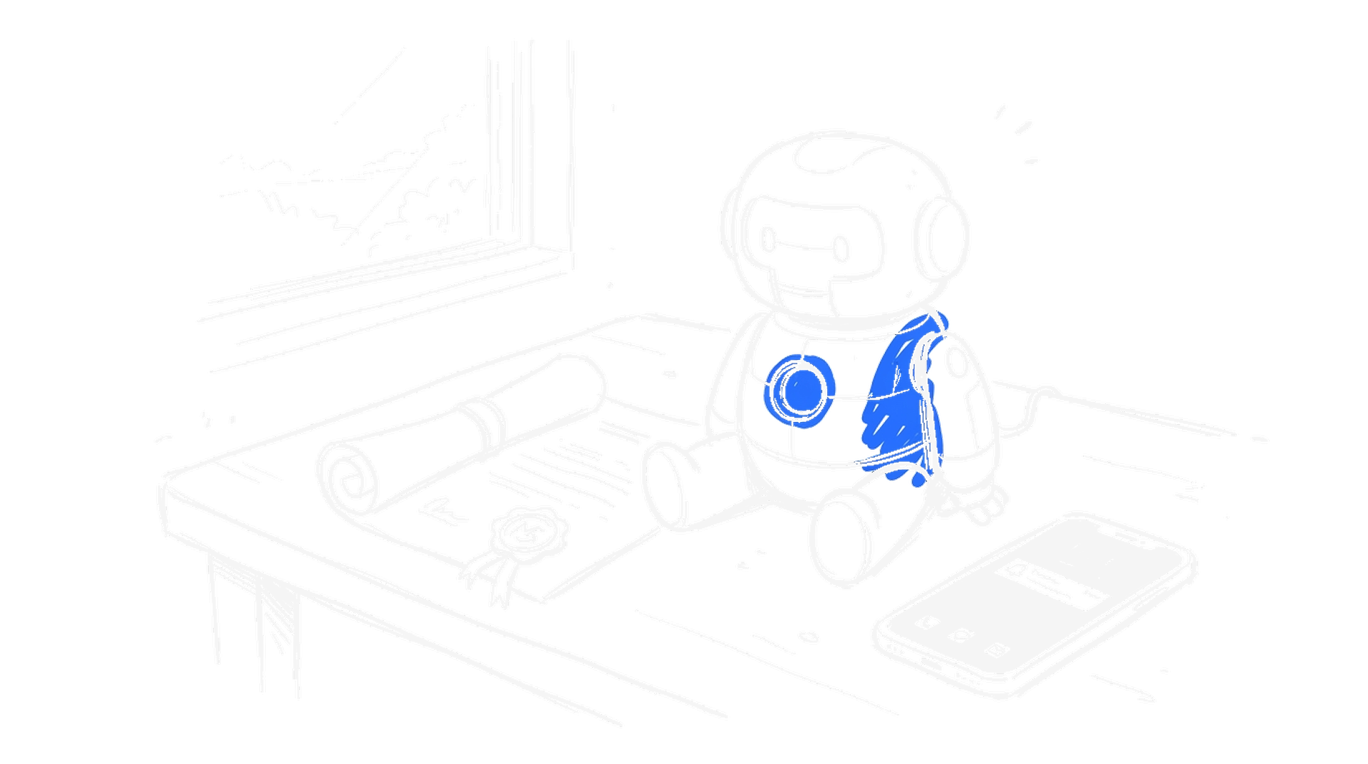 Illustration abgeschalteter KI-Begleiter-Roboter, kinewsletter.ch Stil Dark