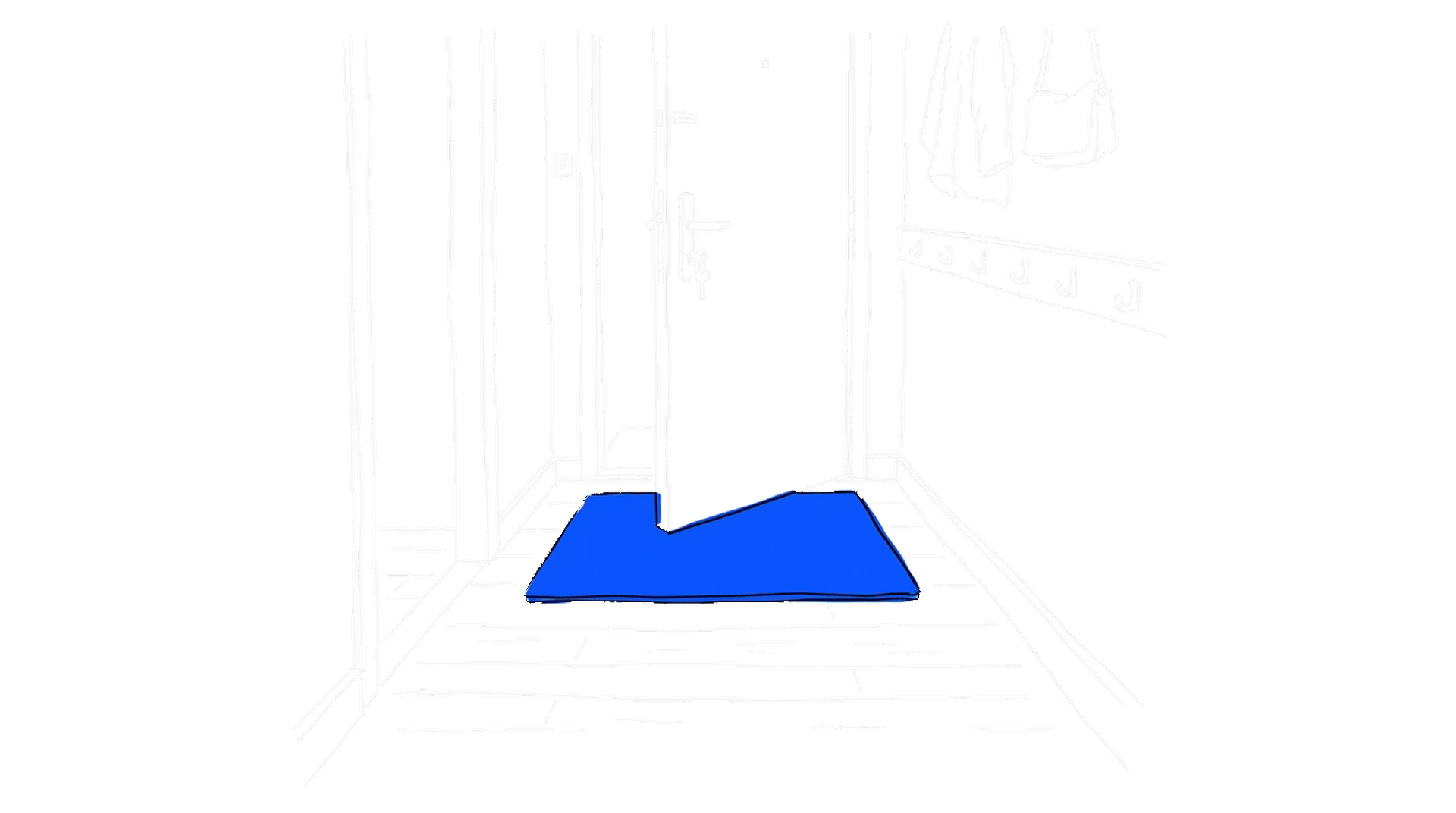 Illustration eines Schlüsselbretts an einer Hotelrezeption mit Reihen von Zimmerschlüsseln, einem leeren Haken und einem übergrossen Schlüssel auf dem Tresen, kinewsletter.ch Stil