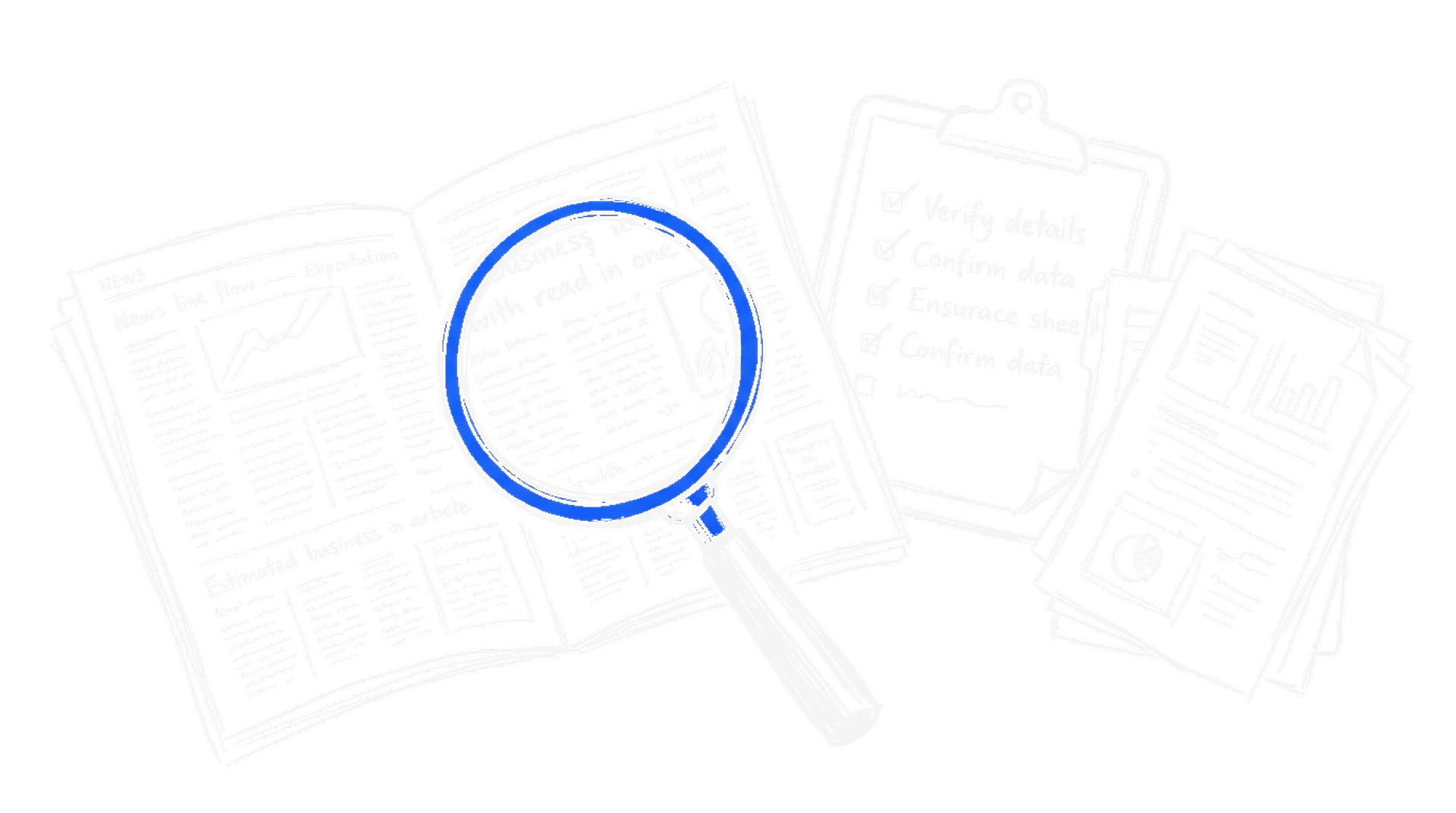 Illustration einer Lupe über einer Zeitung mit Checkliste, kinewsletter.ch Stil