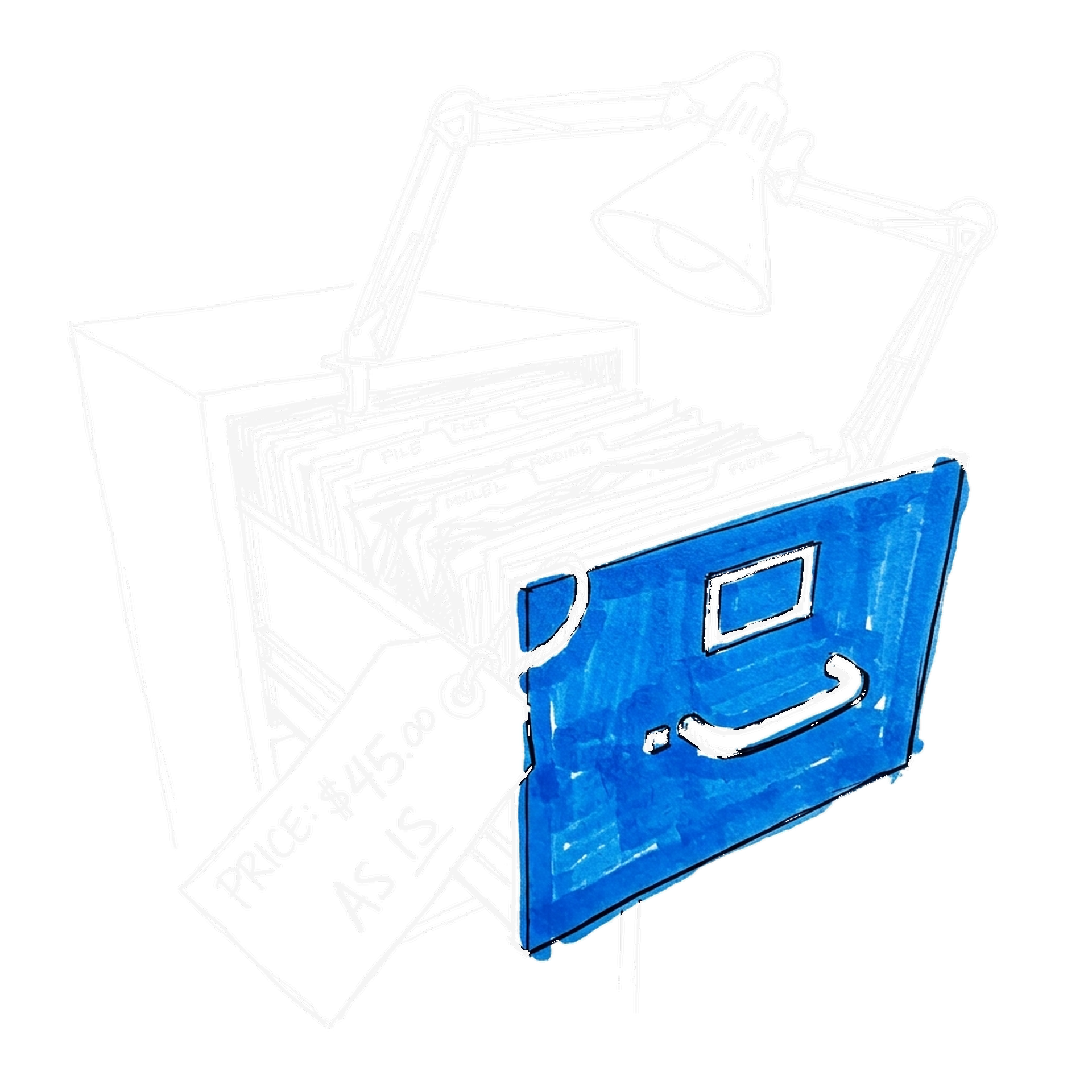 Illustration eines Preisschilds an einem Ausverkaufsstand, kinewsletter.ch Stil