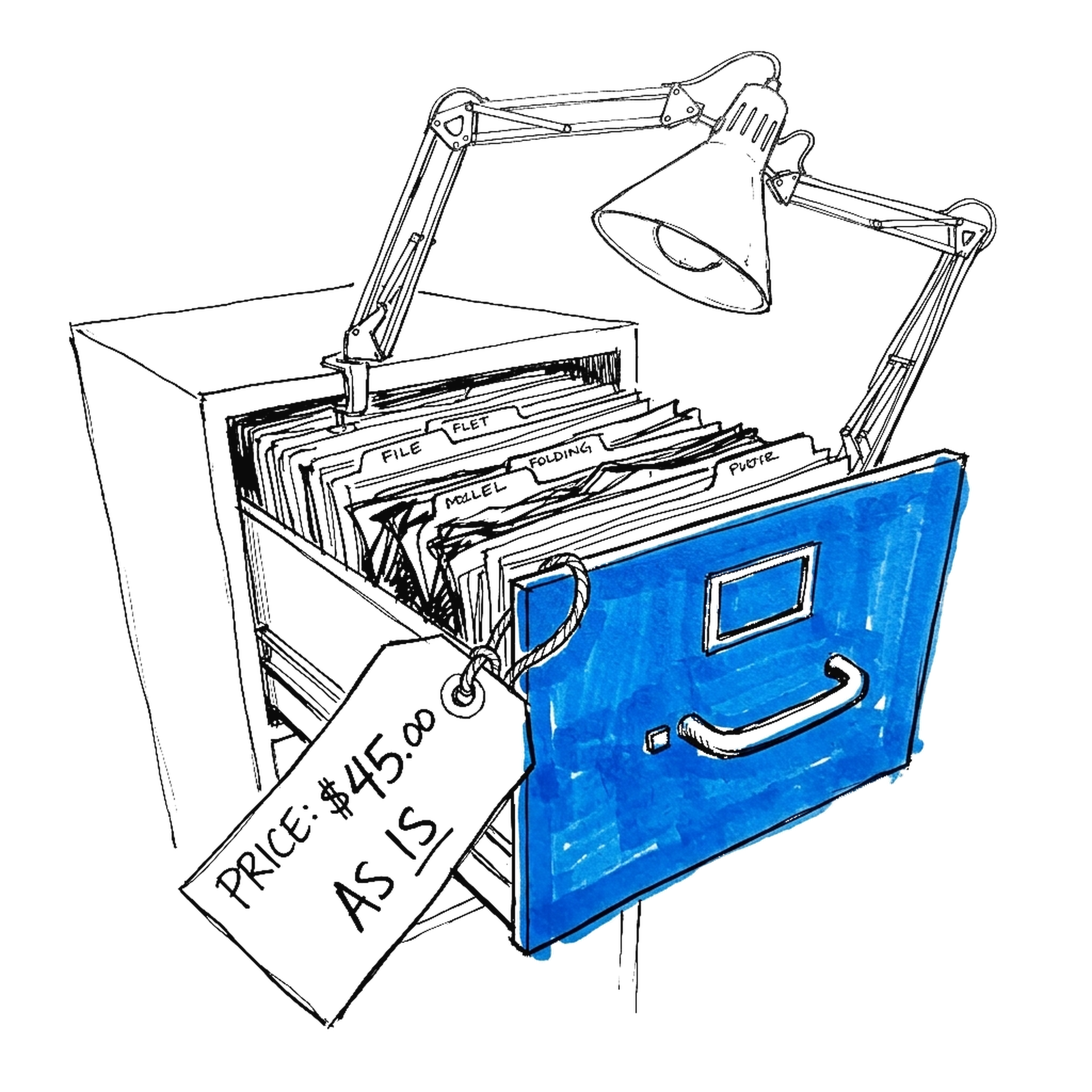 Illustration eines Preisschilds an einem Ausverkaufsstand, kinewsletter.ch Stil