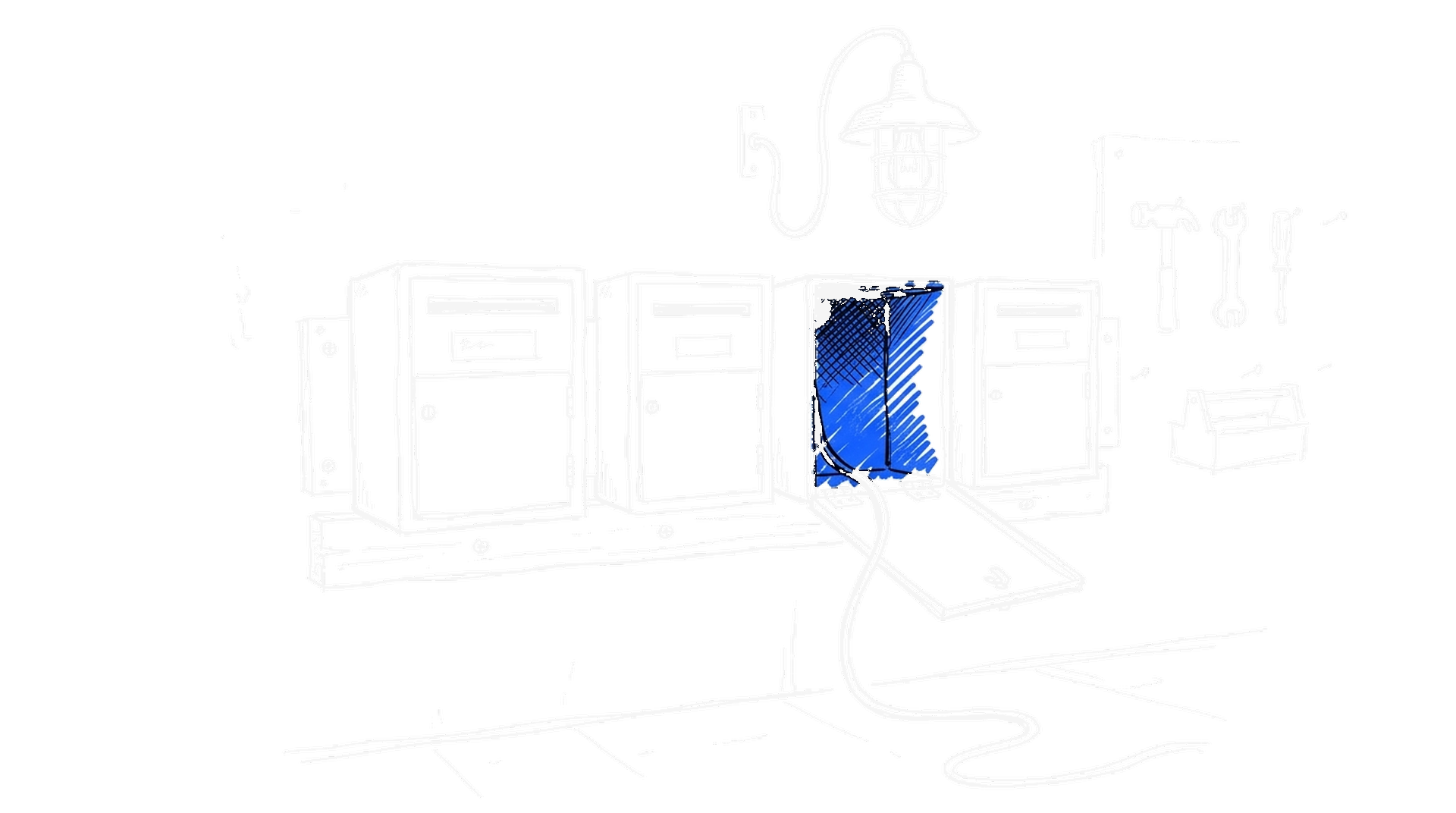 Illustration eines KI-Agenten, der sich aus vier verbundenen Konten eine Angriffs-Infrastruktur baut, kinewsletter.ch Stil
