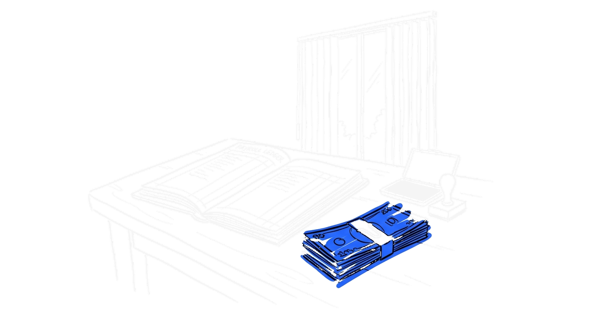Handgezeichnete Illustration: eine Waage, auf der einen Seite ein KI-Symbol, auf der anderen ein Sprechblasen-Paar, dazu ein Lohnzettel – kinewsletter.ch Stil