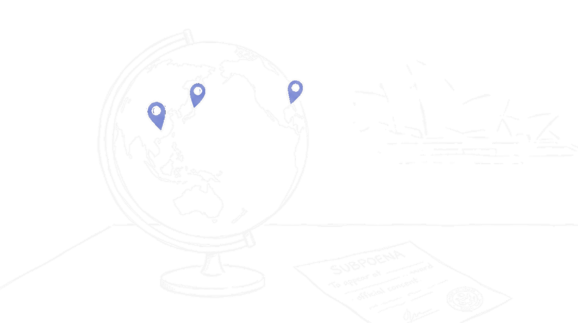 Illustration einer Weltkugel mit drei Markierungen für Sydney und Florida, kinewsletter.ch Stil