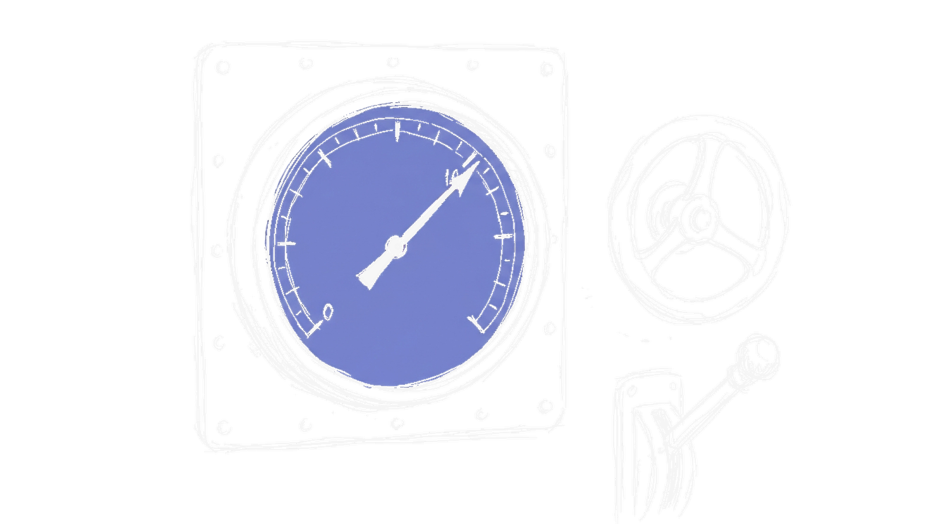 Skizze einer Druckanzeige mit hochstehender Nadel, dark mode, kinewsletter.ch Stil