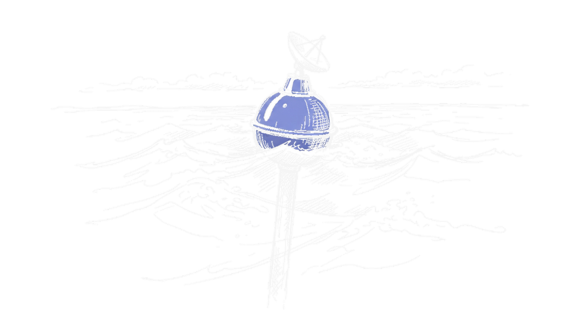 Illustration einer schwimmenden Boje mit Satellitenantenne und Stahlrohr im Meer, kinewsletter.ch Stil (Dark)