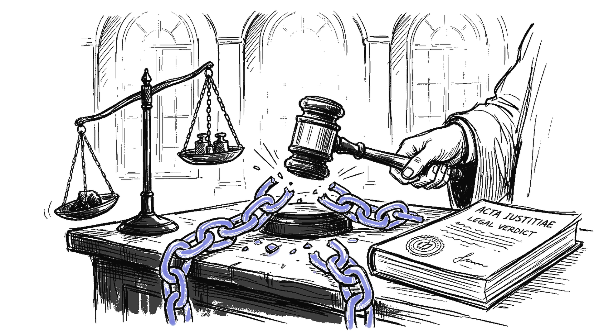 Richterhammer zerbricht Ketten – Illustration zum Anthropic-Injunction-Urteil gegen das Pentagon