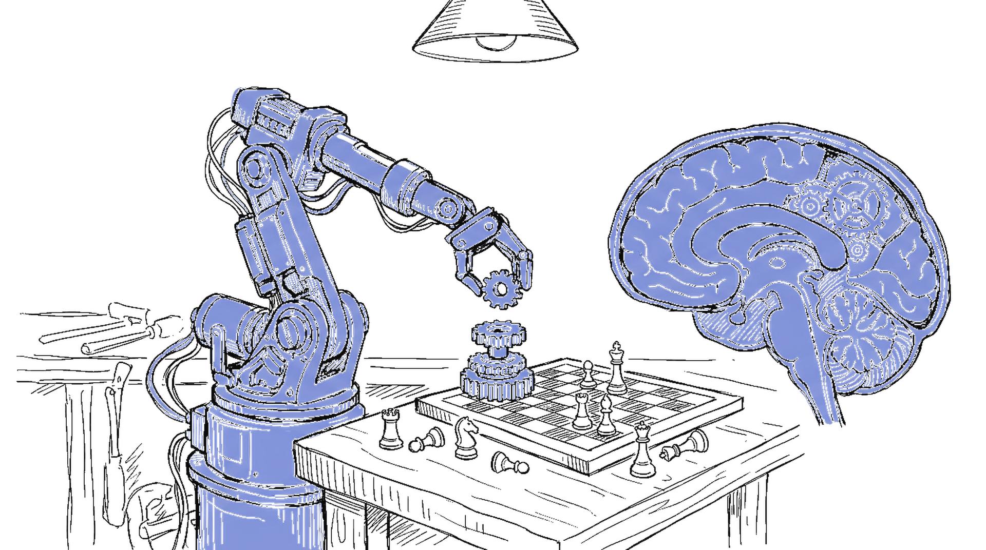 Handgezeichnete Skizze: Tesla-Roboter und xAI-Logo verschmelzen zu einem Agenten-System – Macrohard Fusion