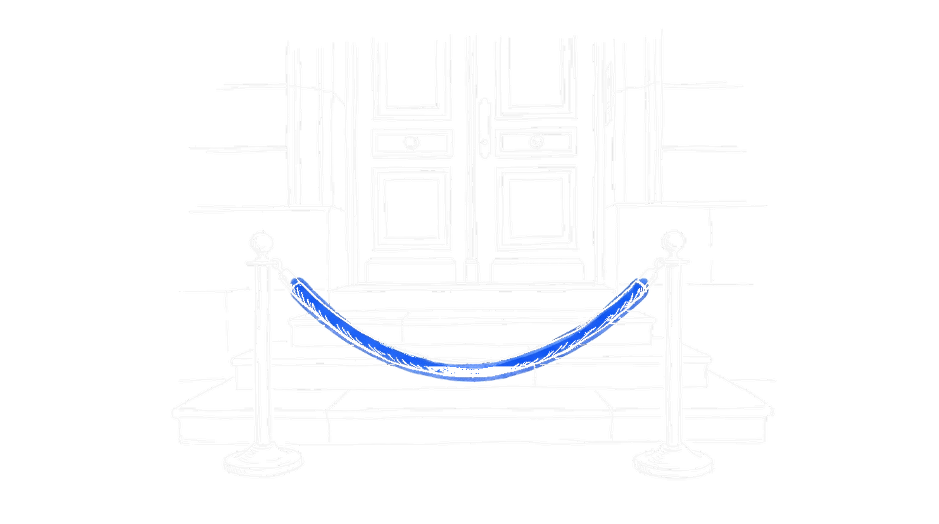 Illustration einer mit blauer Samtkordel abgesperrten Tür, kinewsletter.ch Stil
